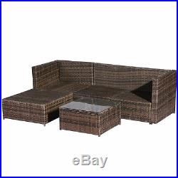 5 PCS Patio Furniture Sectional Sofa Set Outdoor Rattan Wicker Sofa Cushions