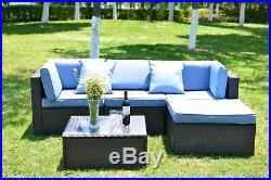5 PCS Patio Furniture Sectional Sofa Set Outdoor Rattan Wicker Sofa Cushions New