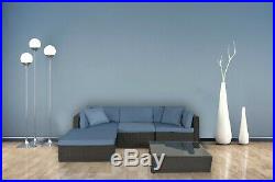 5 PCS Patio Furniture Sectional Sofa Set Outdoor Rattan Wicker Sofa Cushions New