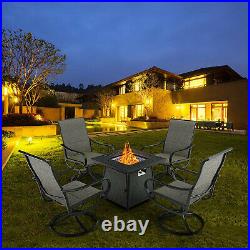 5 PCS Patio Furniture Set Garden Lawn Outdoor Set With Gas Fire Pit Table Heater