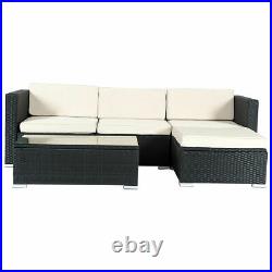 5 PCS Patio Furniture Set Rattan Wicker Table Shelf Garden Sofa With Cushion Black