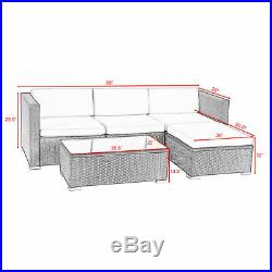 5 PCS Patio Furniture Set Rattan Wicker Table Shelf Garden Sofa With Cushion Brown