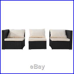 5 PCS Rattan Wicker Patio Outdoor Sofa Set Garden Corner Couch with Cushion