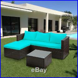 5 PCS Rattan Wicker Sofa Set Sectional Couch Cushioned Furniture Patio Outdoor