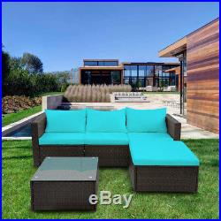 5 PCS Rattan Wicker Sofa Set Sectional Couch Cushioned Furniture Patio Outdoor