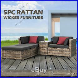 5 PCS Rattan Wicker Sofa Set Sectional Couch Cushioned Patio Furniture Outdoor