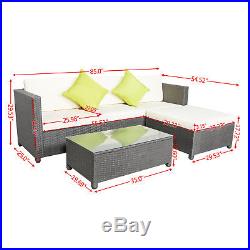 5 PC Deluxe Outdoor Garden Patio Rattan Wicker Furniture Sectional Sofa Grey
