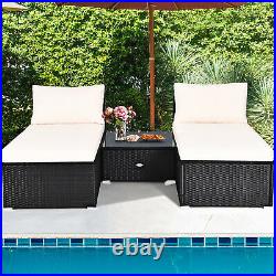 5 PC Lounge Patio Rattan Sectional Furniture Set Wicker Sofa Daybed Outdoor