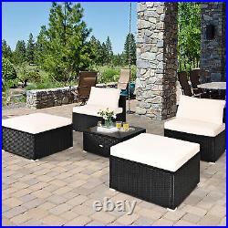 5 PC Lounge Patio Rattan Sectional Furniture Set Wicker Sofa Daybed Outdoor