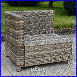 5 PC Outdoor Patio Rattan Furniture Set Sectional Cushioned Galvanized Gray NEW