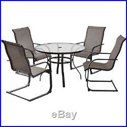 5 PIECE DINING SET Outdoor Patio Garden Furniture Table Chairs Steel Frame Grey