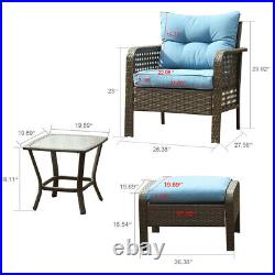 5 Pcs Outdoor Patio Furniture Sets Sectional Sofa Rattan Wicker Chairs Table Set