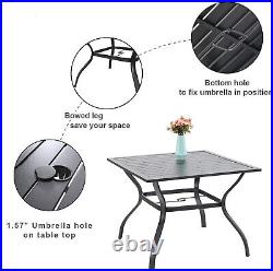5 Pcs Patio Dining Set Outdoor Foldable Rattan Chairs & Table with Umbrella Hole