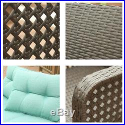 5 Pcs Patio Rattan Sofa Set Wicker Garden Furniture Outdoor Sectional Couch