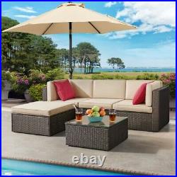 5 Pcs Patio Sofa Set, Outdoor Sectional Furniture Conversation Set with Cushions