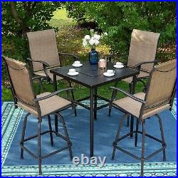 5 Piece Bar Height Patio Dining Set Outdoor Table & Chairs For Garden Heavy Duty