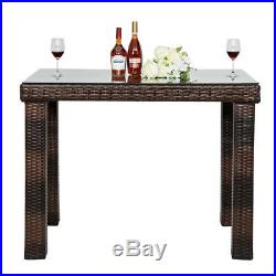 5 Piece Dining Table Set 4 Patio Wicker Furniture Outdoor Bar Style Chairs