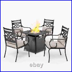 5 Piece Gas Fire Pit Table Set Outdoor 50000 BTU Propane Fire Pit Table & Chairs