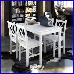 5 Piece Kitchen Dining Set Wooden Furniture Lacquered Table and 4 Chairs White