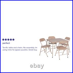 5 Piece Navy Folding Game Room Card Table and Chair Set