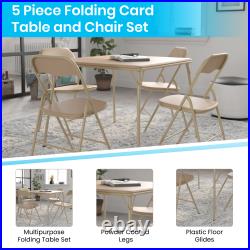 5 Piece Navy Folding Game Room Card Table and Chair Set
