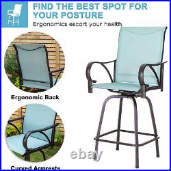 5 Piece Outdoor Bar Sets Patio Dining Table Chairs Swivel Bar Stool Height Table