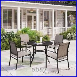 5 Piece Outdoor Dining Set Patio Table Chairs Set Round Table with Umbrella Hole