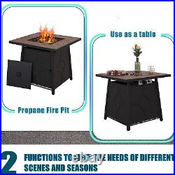 5 Piece Outdoor Furniture Set with Gas Fire Pit Table Patio Rattan Dining Chairs