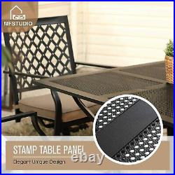 5 Piece Outdoor Patio Dining Table Chairs Set With Cushion Square Table Black