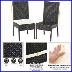 5 Piece Outdoor Patio Furniture Rattan Dining Table Cushioned Chairs Set