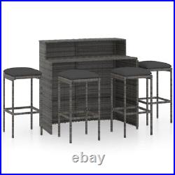 5 Piece Patio Bar Set with Cushions Gray