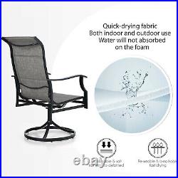 5 Piece Patio Dining Set Swivel Chairs with Propane Gas Fire Pit Table 40000BTU