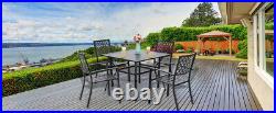 5 Piece Patio Furniture Set Outdoor Dining Set Metal Table with Umbrella Hole