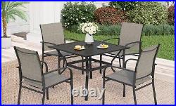 5 Piece Patio Furniture Set Outdoor Dining Set with 4 Chairs Square Table Brown