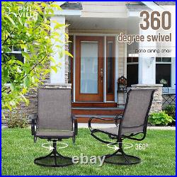 5 Piece Patio Set with Firepit Table, 4 Swivel Patio Chairs Gas Fire Pit Table