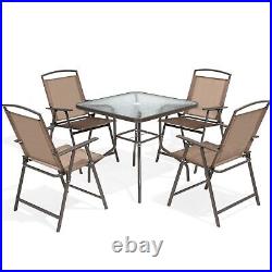 5 Piece Patio Table and Chairs Dining Set Set Outdoor Metal Furniture Set