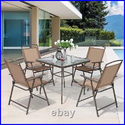 5 Piece Patio Table and Chairs Dining Set Set Outdoor Metal Furniture Set