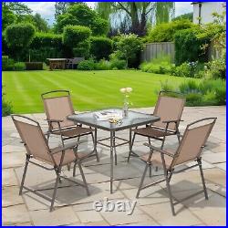 5 Piece Patio Table and Chairs Dining Set Set Outdoor Metal Furniture Set