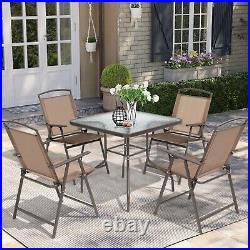 5 Piece Patio Table and Chairs Dining Set Set Outdoor Metal Furniture Set