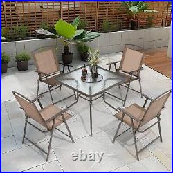 5 Piece Patio Table and Chairs Dining Set Set Outdoor Metal Furniture Set