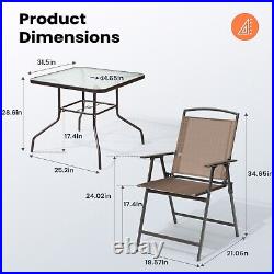 5 Piece Patio Table and Chairs Dining Set Set Outdoor Metal Furniture Set