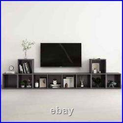 5 Piece TV Cabinet Set High Gloss Gray Engineered Wood