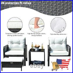 5 Piece Wicker Patio Furniture Conversation Set, All Weather Outdoor Ra