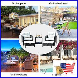 5 Piece Wicker Patio Furniture Conversation Set, All Weather Outdoor Ra