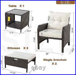 5 Piece Wicker Patio Furniture Set All Weather PE Wicker Rattan Outdoor Chair