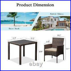 5 Pieces Outdoor Dining Set Wicker Dining Table & 4 Cushioned Rattan Chairs Home