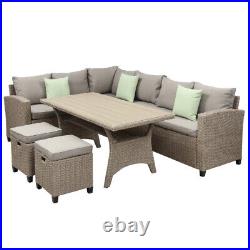 5 Pieces Outdoor Patio Furniture Rattan Wicker Sectional Sofa Conversation Set