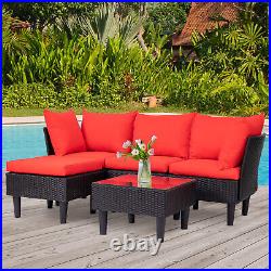 5 Pieces Patio Furniture Sets Outdoor Wicker Conversation Set with Coffee Table
