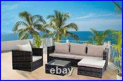 5 Pieces Patio Furniture Sets Rattan Wicker Sofa Cushioned Sectional Furniture