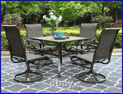 5 Pieces Patio Table Chairs Sets Outdoor Rocker Swivel Dining Chair Square Table